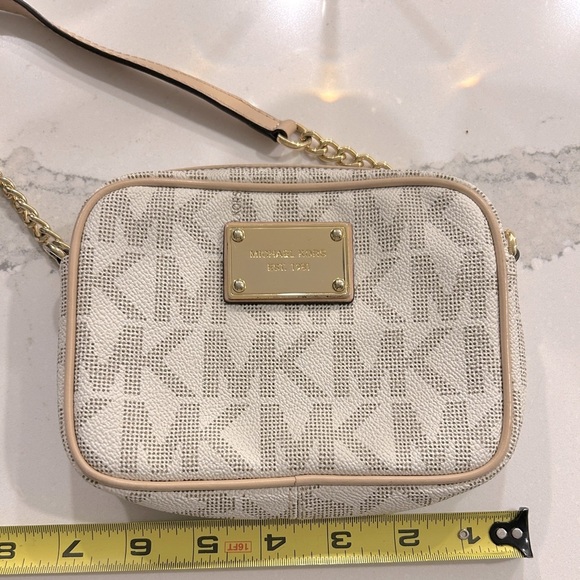 Michael Kors Beige MK Logo Jet Set Crossbody small compact bag - Picture 6 of 10